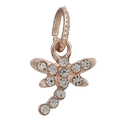 Rose gold dragonfly pendant charm with clear crystal pavé and textured bail for jewelry - Rose Gold Transparent Rhinestone Dragonfly (025)