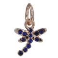 Rose gold dragonfly pendant with deep blue crystals and shimmering rhinestone wings - Rose Gold Dark Blue Rhinestone Dragonfly (026)