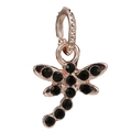 Rose gold dragonfly pendant charm with black crystals for DIY charm bracelets - Rose Gold Black Rhinestone Dragonfly (028)