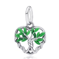 925 silver life tree charm with green enamel leaves for bracelets and necklaces - 032