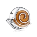 Silver snail charm with orange enamel spiral for DIY charm bracelet and necklaces - Silver Orange Snail Style Bead (利耀-023) / Silver Orange