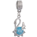 Silberner Schwanenanhänger mit himmelblauem Kristall und klaren Steinen für DIY-Schmuck - Schwan Mit Himmelblauem Edelstein Stil (Z-024)
