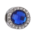 Blue heart crystal charm bead with sparkling zircon halo for DIY charm bracelets - Deep Blue Stone Silver Base (010)