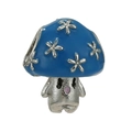 Cartoon mushroom bead charm with blue enamel and floral patterns for DIY jewelry - Blue Floral Mushroom (30)