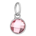 Ronde roze kristallen hanger met zilveren zetting voor DIY sieraden maken - Roze kristal met zilveren lus (004)