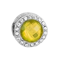European style silver charm with a large faceted yellow crystal and pavé rhinestones - Yellow Stone Silver Base (013)