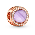 Rose gold charm bead featuring a large purple crystal and sparkling pavé accents - Purple Stone Rose Gold Base (017)