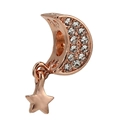 Elegante colgante de estrella y luna en oro rosa con pavé de circonitas brillantes - Colgante de Estrella Y Luna Oro Rosa (014)