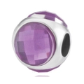 Klassieke zilveren bedel met grote paarse facetgeslepen kristal voor DIY sieraden - Paars kristal zilveren kraal (011)