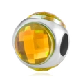 Zilveren bedel met gele kristal voor het maken van DIY sieraden en armbanden - Gele kristal zilveren kraal (012)