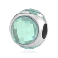 Zilveren bedel met gefacetteerde muntgroene edelsteen voor DIY-armbanden - Lichtgroen kristal zilveren kraal (013)