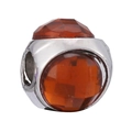 Zilveren charm kraal met oranje kristallen voor DIY armbanden en kettingen - Oranje kristal zilveren kraal (015)