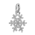 Funkelnder silberner Schneeflocken-Anhänger mit Zirkonia für DIY-Armbänder - Silber Pave Stein Schneeflocke (020)