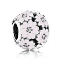 Charme en argent avec fleurs de cerisier en émail rose et cristaux scintillants - Style Fleur de Cerisier Strass Rose (015)