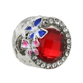 Funkelnder roter Kristall-Charm mit farbigen Emaille-Schmetterlingen für DIY-Armbänder - Großer Roter Strass Doppelter Schmetterling Stil (011)
