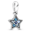 Silver star charm with blue crystal stones and beaded edges for star series bracelets - Blue Five-pointed Star (034)