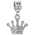 Silver crown charm pendant with colorful rhinestones for DIY bracelets and necklaces - Multi-Color Rhinestone Crown (020)