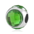 Groene gefacetteerde kristallen kraal met zilveren metalen kern voor armband - Groen kristal zilveren kraal (019)