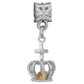 Silberner Kreuz- und Kronenanhänger mit gelbem Kristall für DIY-Armband-Schmuck - Krone Kreuz Gelber Edelstein Stil (Z-014)