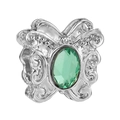 Frühlingshafter Schmetterlingsanhänger in Silber mit facettiertem grünem Schmuckstein - Silber Hohler Grüner Edelstein Schmetterling Stil (018)