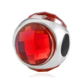 Glinsterende rode kristallen bedel met zilveren afwerking voor DIY sieraden armbanden - Rood kristal zilveren kraal (022)