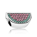 Watermelon shaped bead charm with pink and green zircons for DIY jewelry bracelets - Pink Green Zirconia Watermelon Charm Style (15) / 15
