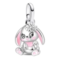DIY-Charm-Perle mit süßem rosa Hasen-Anhänger für Armbänder und Halsketten - Silber Pink Ohr Hase
