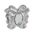 Silberner Schmetterlingsanhänger mit ovalem Zirkon und filigranen Ausschnitten - Silber Hohler Klarer Edelstein Schmetterling Stil (020)