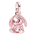 Roségoldener Hasenanhänger mit rosa Emaille-Blumen für Schmuckarmbänder - Roségold Rosa Ohr Hase