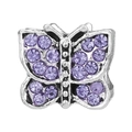 Luxuriöser silberner Schmetterling-Anhänger mit lila Edelsteinen für DIY Armbänder - Silber Pavé Lila Strass Schmetterling Stil (023)