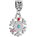 Silberner Schneeflocken-Anhänger mit bunten Strasssteinen für DIY-Armbänder und Halsketten - Silber Emaille Mehrfarbig Stein Schneeflocke (028)