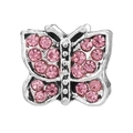 Charm de mariposa con pedrería rosa para pulsera DIY en acabado de color plata - Estilo Mariposa Rosa (021)