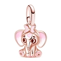 Elefanten-Anhänger in Roségold mit rosa Emaille-Schleife für DIY Armbänder - Roségold Schleife Elefant