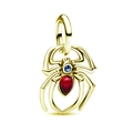 Goldener Spinne Anhänger mit rotem Edelstein und blauem Stein Akzent für DIY Schmuck - Gold Roter Zirkon Spinne