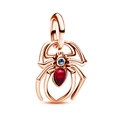 Roségold-Spinne-Charm mit rotem Tropfenstein und blauem Edelstein für Armbänder - Roségold Roter Stein Spinne