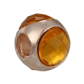 Roségouden DIY bedelkraal met barnsteenkleurige kristallen voor eigen armbanden - Amber kristal roségouden kraal (033)