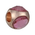 Roségouden kraal met groot gat en gefacetteerde roze edelsteen voor armbanden - Roze kristal roségouden kraal (034)