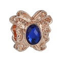 Roségold Schmetterling Anhänger mit blauem Kristall für Perlenarmbänder - Roségold Hohler Blauer Edelstein Schmetterling Stil (032)