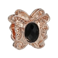 Schmetterling-Charm in Roségold mit facettiertem schwarzem Edelstein für DIY Schmuck - Roségold Hohler Schwarzer Edelstein Schmetterling Stil (034)