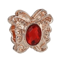Roségoldener Schmetterlings-Charm mit großem rotem Kristall und filigranen Flügeln - Roségold Hohler Roter Edelstein Schmetterling Stil (037)