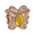 Roségold Schmetterlings-Anhänger mit gelbem Edelstein für Schmuckarmband - Roségold Hohler Gelber Edelstein Schmetterling Stil (038)