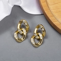 Macro shot of gold CCB chain earrings with sparkling rhinestone crystals and 925 silver needles - Large 2-Link Chain Gold