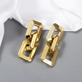 Minimalistische goldene, ineinandergreifende Gliederohrringe mit Metallic-Finish - Ineinandergreifender Rechteckiger Ringstil (A345) / Gold