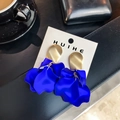 Elegant 925 silver needle gold stud earrings with matte royal blue petal pendants - Blue