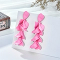 Close-up of pink petal tassel earrings with matte finish on a vintage display - Rose Pink (A895)