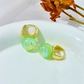 Iridescent mermaid pearl hoop earrings with light green aurora glass charms in gold finish - Iridescent Light Green (A412)