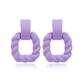 Matte purple geometric twist rectangular drop earrings with 925 silver needle - Purple (A382)