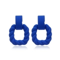 Matte Klein blue geometric twisted hoop earrings with frosted finish for women - Klein Blue Twisted Geometric Style (A377)