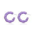 Purple matte C-shaped twisted earrings with a frosted finish and geometric design - Purple (A392)