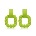 Fluorescent green geometric matte earrings with twisted rope design and 925 silver posts - Neon Green (A378)